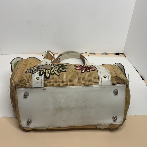 COACH Bees And Flowers Appliqué Burlap And Leather - Picture 5 of 14